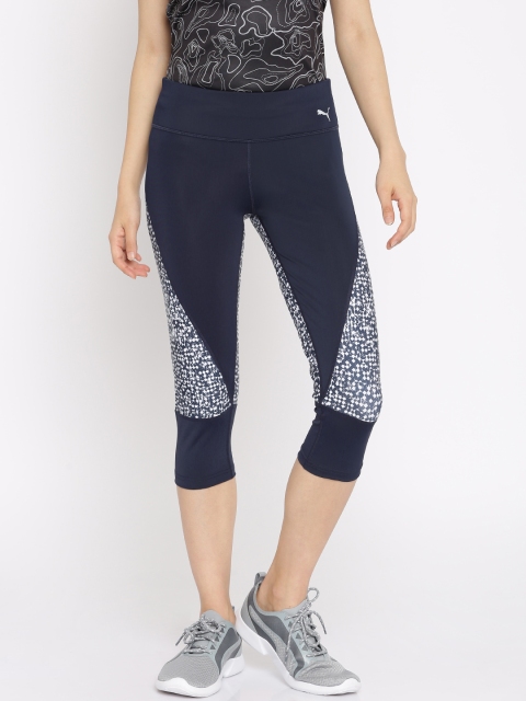 

Puma Navy & White Printed Culture Surf Knee Tights, Navy blue