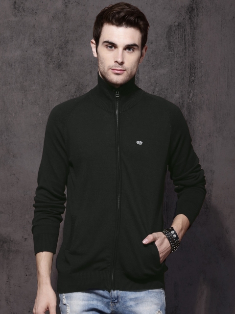 

Roadster Men Black Solid Cardigan