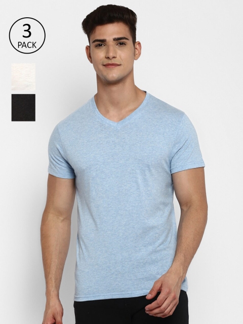 

American Crew Men Navy Blue 3 V-Neck T-shirt