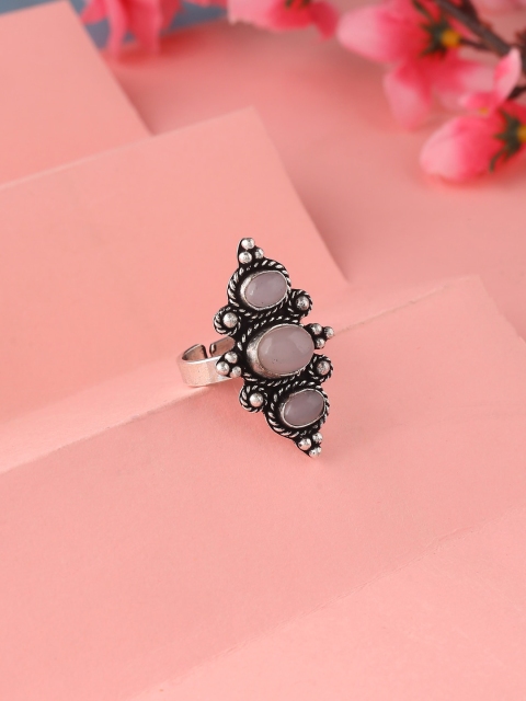 

kashwini Silver Plated Purple Quartz Stone Studded Ring
