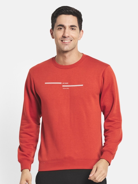 

Octave Plus Size Men Orange Printed Sweatshirt