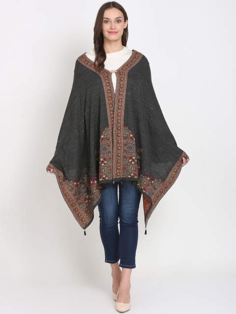 

Knitstudio Women Grey & Red Printed Shawl