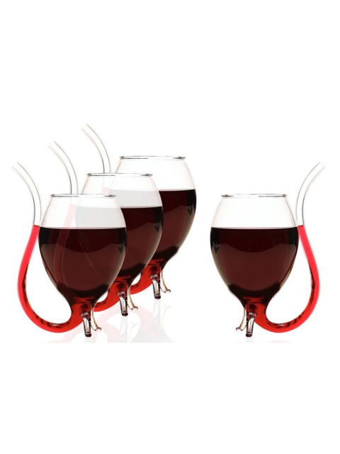 

BonZeaL Adults Pack of 4 Transparent Solid Red Wine Whiskey Glass Mug Cup 300 ml
