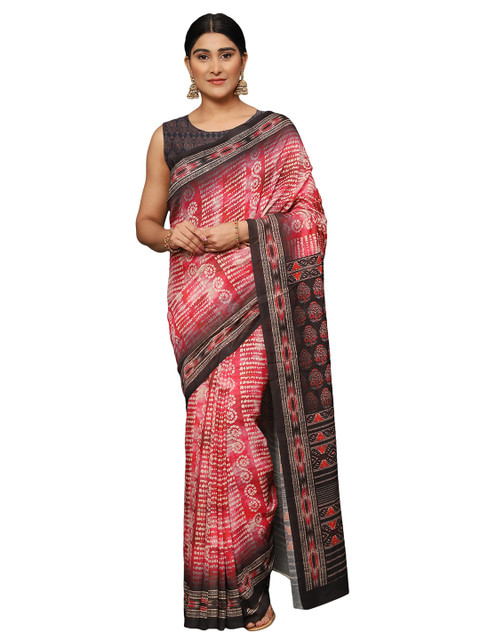 

MISHRI COLLECTION Red & Black Floral Pure Cotton Saree