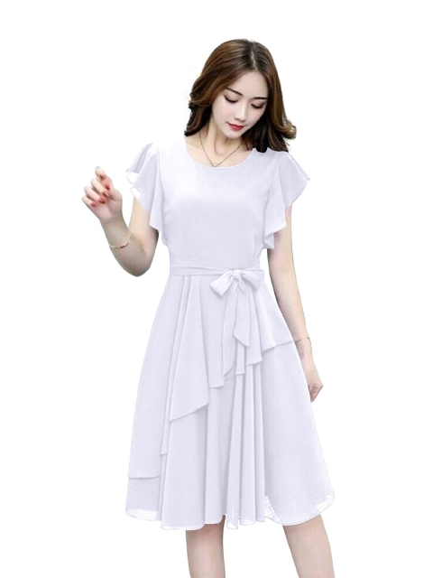 

APNISHA White Georgette Dress