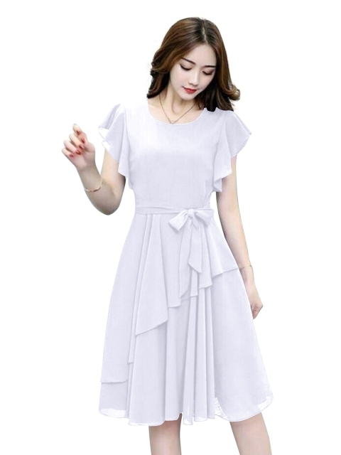 

APNISHA White Georgette Dress