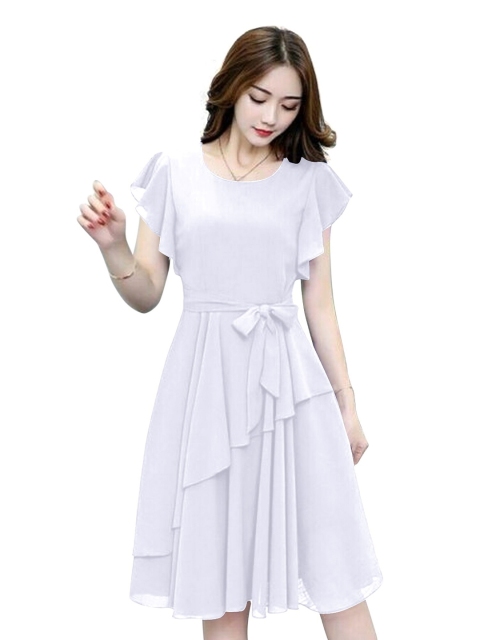 

APNISHA White Georgette Dress