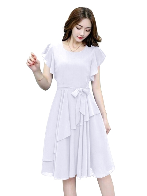 APNISHA White Georgette Dress