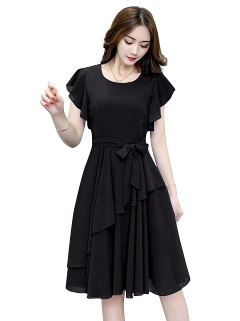 

APNISHA Black Georgette Dress