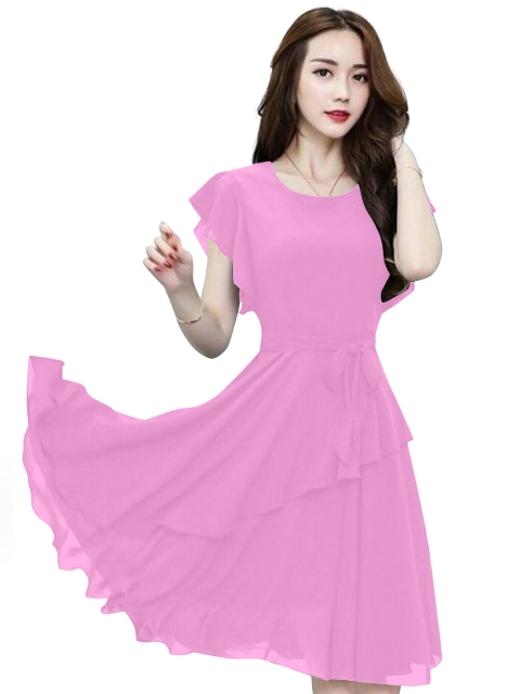 APNISHA Pink Georgette Dress