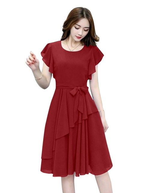 

APNISHA Red Georgette Dress