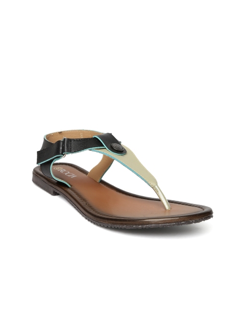 

Rocia Women Black & Beige Colourblocked Open-Toe Flats