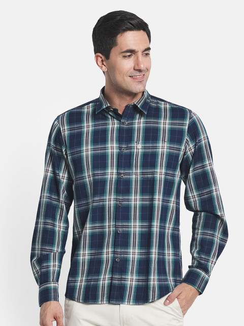 

METTLE Men Blue Tartan Checks Checked Casual Shirt