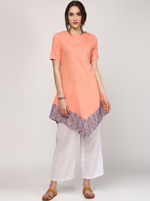 

SASSAFRAS Women Peach-Coloured A-Line Kurta