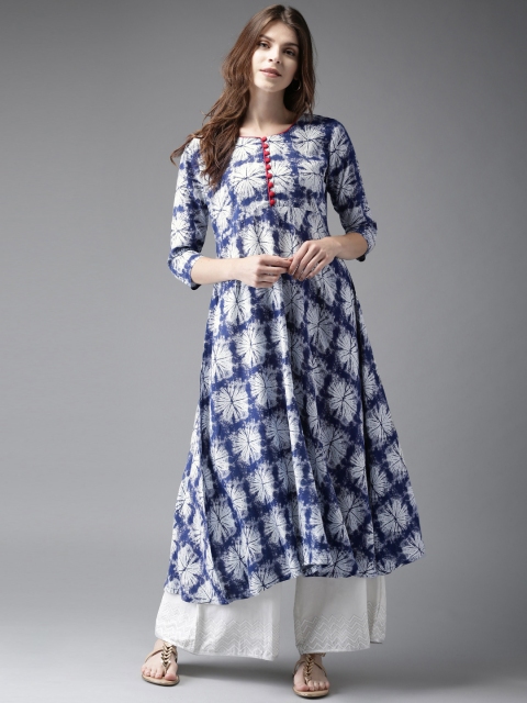 

Moda Rapido Women Navy Blue & White Printed A-Line Kurta