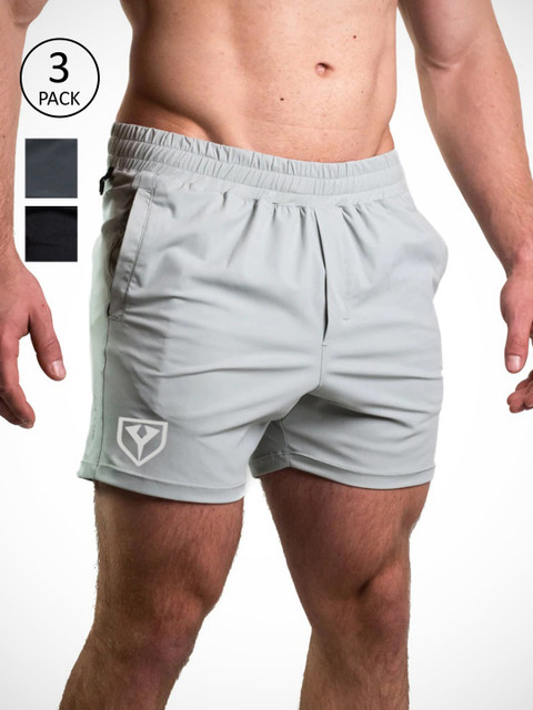 

Yazole Pack of 3 Men Grey Loose Fit Training or Gym Sports Shorts