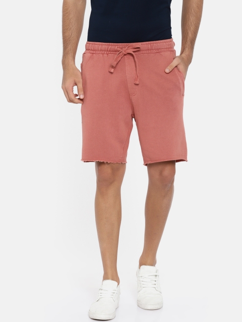 

Ed Hardy Men Peach-Coloured Solid Shorts
