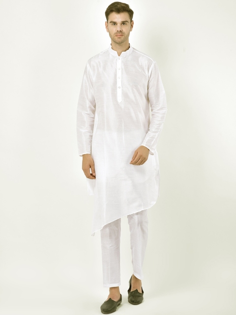 

SG RAJASAHAB Men White Raw Silk Kurta with Trousers