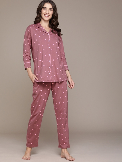 

beebelle Women Brown & Pink Printed Night suit