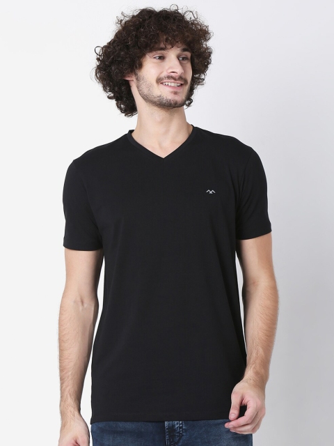 

Mufti Men Black V-Neck Slim Fit T-shirt