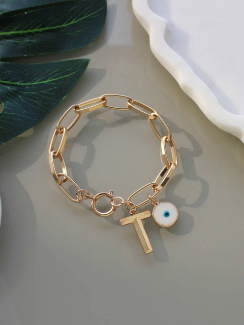 

Runway Ritual Women Gold-Toned & White Brass Gold-Plated Charm Bracelet