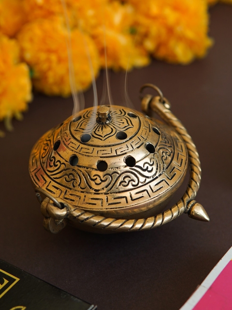 

StatueStudio Unisex Gold Brass Hanging Incense Burner Dhoop Dani Pooja Essentials