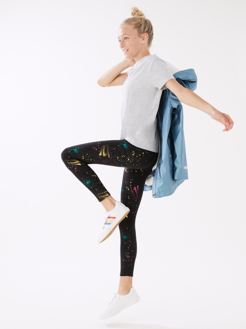 

Marks & Spencer Girls Charcoal Grey Printed Leggings