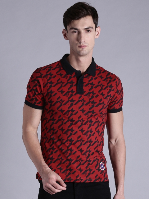 

Kook N Keech Marvel Men Red Printed Polo Collar T-shirt