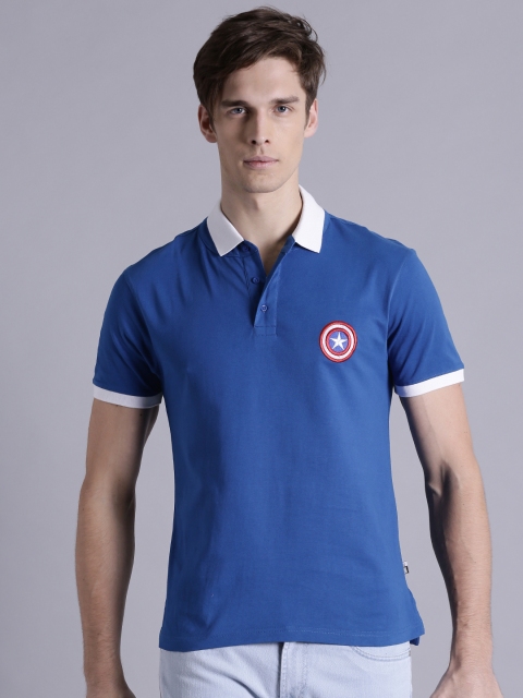 

Kook N Keech Marvel Men Blue Solid Polo Collar T-shirt