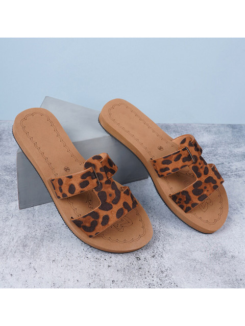 

Style Shoes Women Brown Printed Open Toe Flats