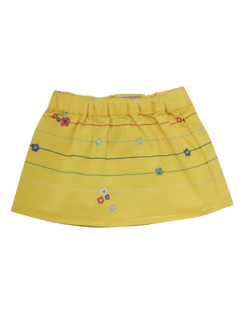 

UNDER FOURTEEN ONLY Infant Girls Yellow Pure Cotton Mini Flared Skirts