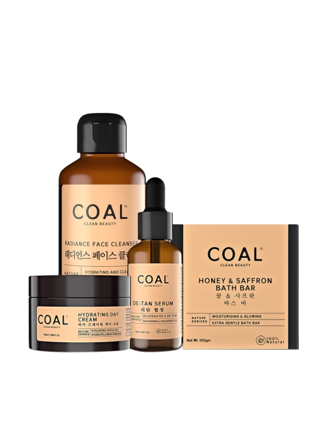 

COAL CLEAN BEAUTY Honey & Saffron Bath Bar Face Cleanser, De-Tan Serum & Day Cream Combo 330 ml, Na
