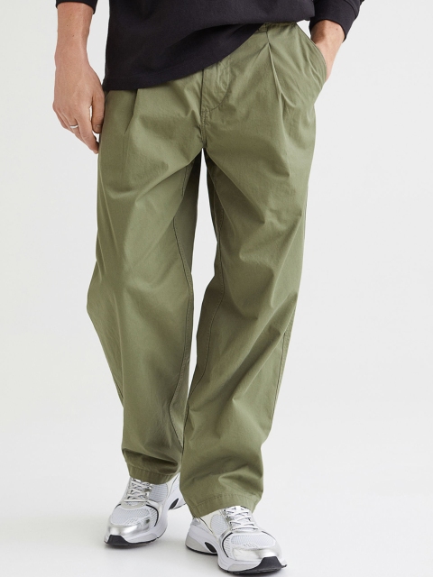 

H&M Men Olive Green Relaxed Fit Cotton Chinos