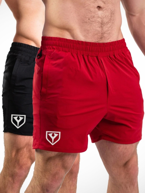 

Yazole Men Pack of 2 Red & Black Loose Fit Training or Gym Sports Shorts