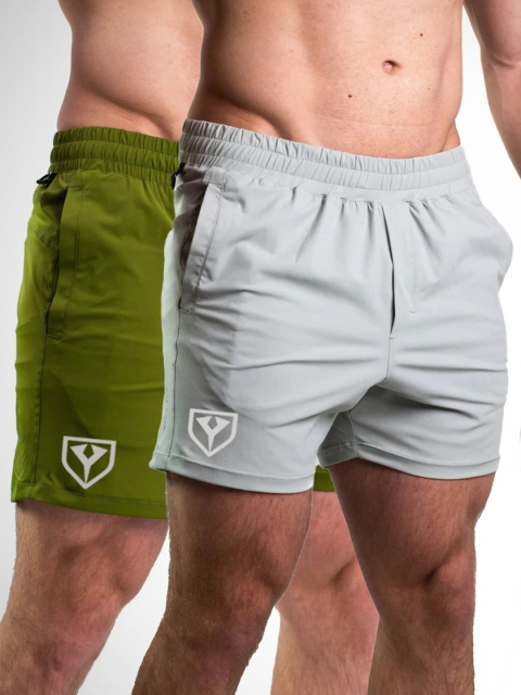 

Yazole Men Pack Of 2 Olive Green Loose Fit Training or Gym Sports Shorts