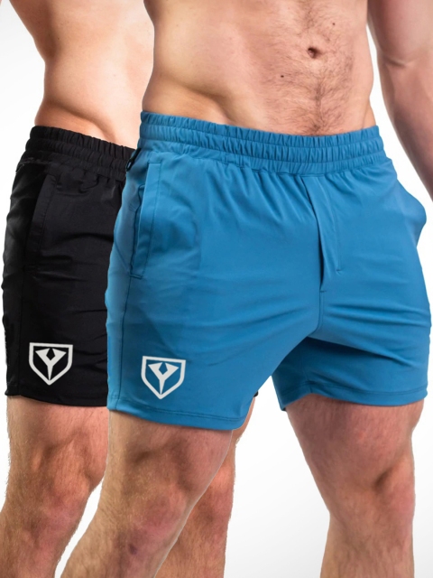 

Yazole Men Pack Of 2 Blue & Black Loose Fit Training Shorts