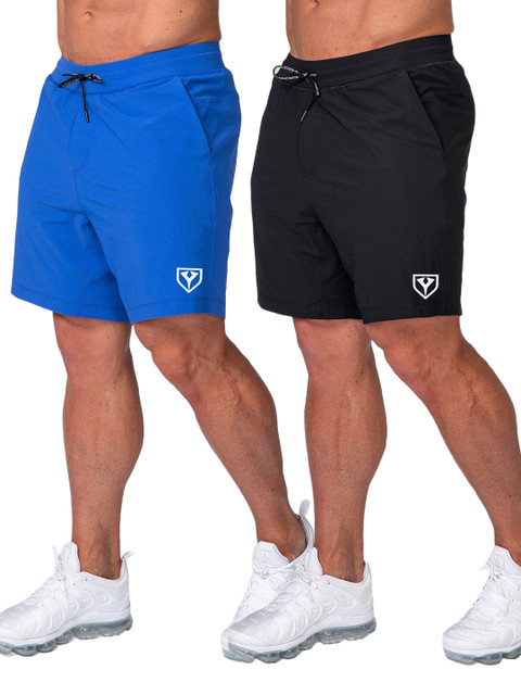 

Yazole Men Pack of 2 Black, Blue Loose Fit Training or Gym Sports Shorts