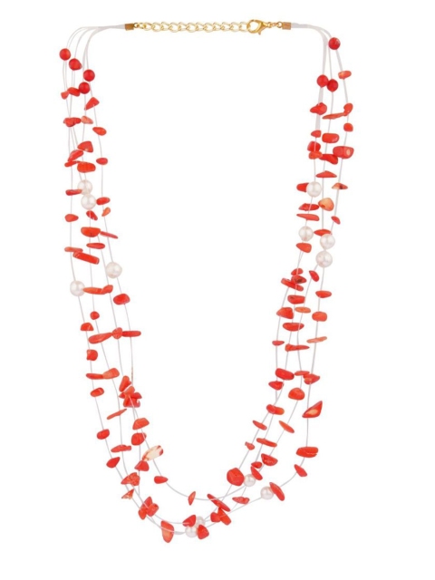 

Efulgenz Red & White Gold-Plated Layered Chain