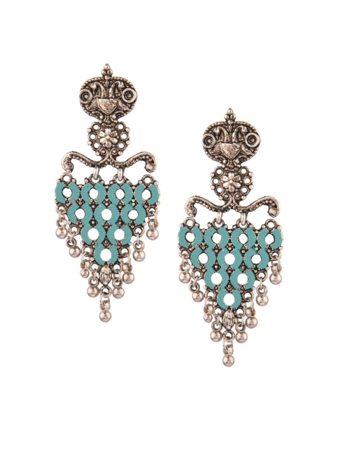 

Efulgenz Blue Floral Drop Earrings