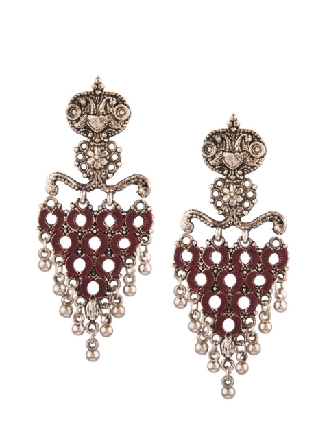 

Efulgenz Maroon Floral Chandbalis Earrings