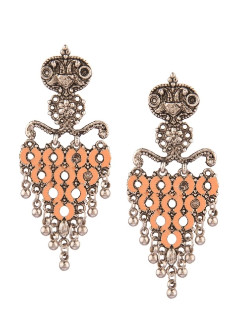 

Efulgenz Peach-Coloured Floral Studs Earrings