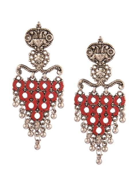 

Efulgenz Women Red Floral Drop Earrings