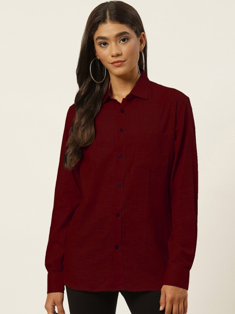 

Molcha Women Maroon Solid Comfort Semiformal Shirt