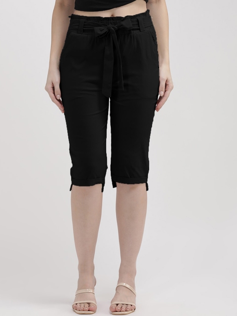 

V2 Value & Variety Women Black Cotton Capris
