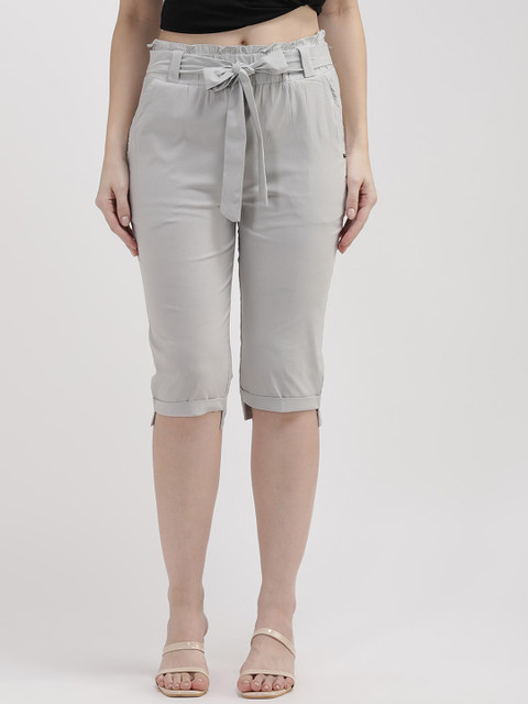 

V2 Value & Variety Women Grey Solid Cotton Capris