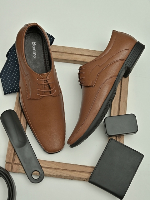 

Blammo Men Tan Brown Textured Formal Derbys