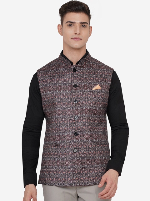 

JB STUDIO Men Multicoloured Geometric Tailored Jacket, Multi