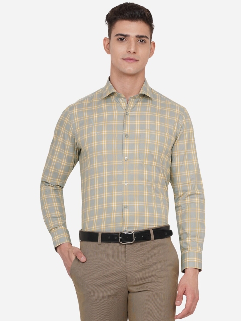 

JADE BLUE Men Grey & Yellow Custom Checked Cotton Casual Shirt