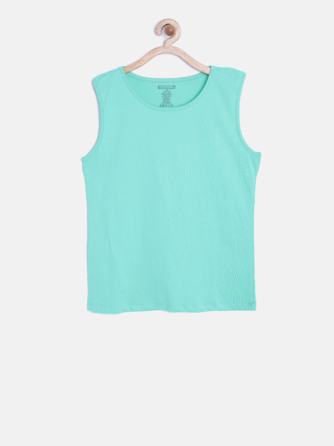

612 league Girls Green Solid Tank Top