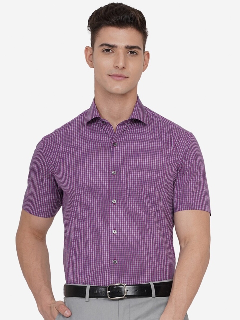 

JADE BLUE Men Purple Custom Micro Checked Formal Shirt